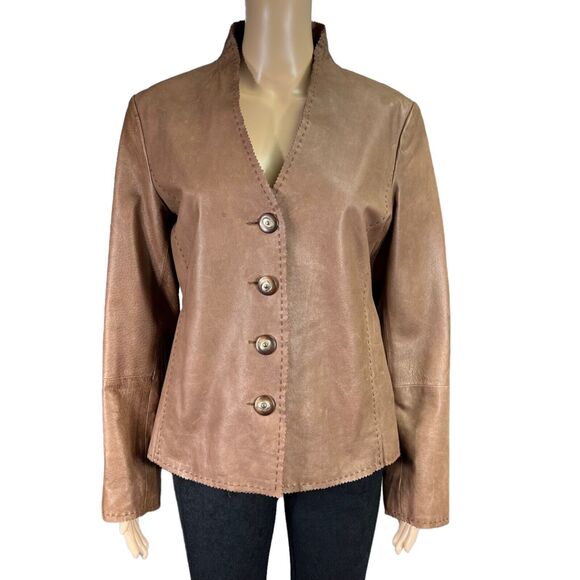 Vintage Womens Leather Jacket Western Brown Country Clothing Company Medium - Picture 2 of 15